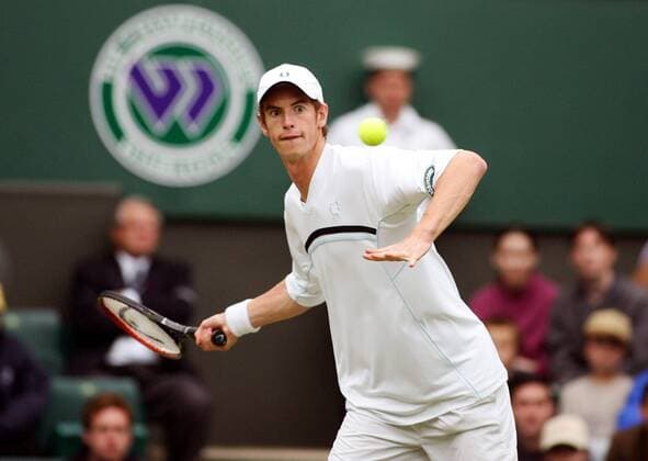 Andrew Murray (Großbritannien) - Vorhand Tennis Herren All England Championships 2005, ATP Tour, Grand Slam Einzelbild Wimbledon London