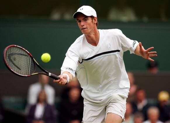 Andrew Murray (Großbritannien) - Vorhandvolley Tennis Herren All England Championships 2005, ATP Tour, Grand Slam Einzelbild Wimbledon London