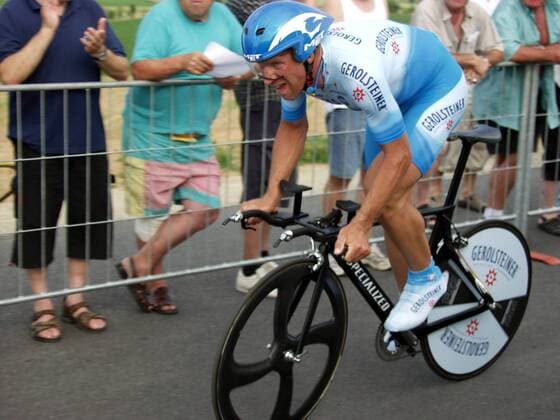 Michael Rich (Deutschland Gerolsteiner) - Einzelzeitfahren Radsport LM Herren Deutsche Meisterschaft 2005, Landesmeisterschaft, DM, Straßenmeisterschaft, Straße, Rad, Zeitfahren Einzelbild Euerbach Dynamik,