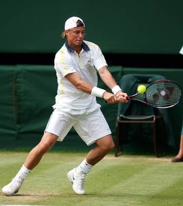 Lleyton Hewitt (Australien) - beidhändige Rückhand Tennis Herren All England Championships 2005, ATP Tour, Grand Slam, Rasen, Rasenplatz, Rasentennis, Rasenturnier Einzelbild Wimbledon London Dynamik,