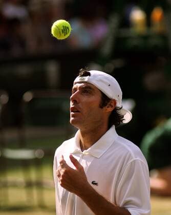 Sebastien Grosjean (Frankreich) nachdenklich Tennis Herren All England Championships 2005, Grand Slam, ATP Tour Einzelbild Wimbledon London Nachdenklichkeit,