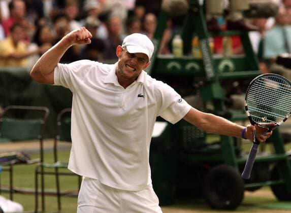 Andy Roddick (USA) jubelt Tennis Herren All England Championships 2005, Grand Slam, ATP Tour Einzelbild Wimbledon London Begeisterung, Freude,