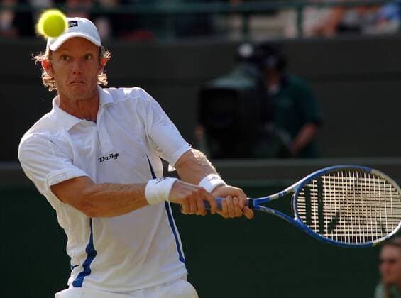 Thomas Johansson (Schweden) - beidhändige Rückhand Tennis Herren All England Championships 2005, Grand Slam, ATP Tour Einzelbild Wimbledon London Dynamik,