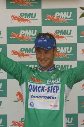 Tom Boonen (Belgien Quick Step) - Siegerehrung - -  Radsport Herren Tour de France 2005, ProTour, Straßenradsport, Straße, Rad Einzelbild 2. Etappe: Challans - Les Essarts