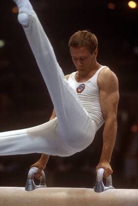 Nikolai Andrianov (Sowjetunion) - Seitpferd Turnen OS Sommer Herren Olympische Sommerspiele 1980, Olympia, Olympiade, Spiele, Kunstturnen, Geräteturnen, Vdia Einzelbild Moskau