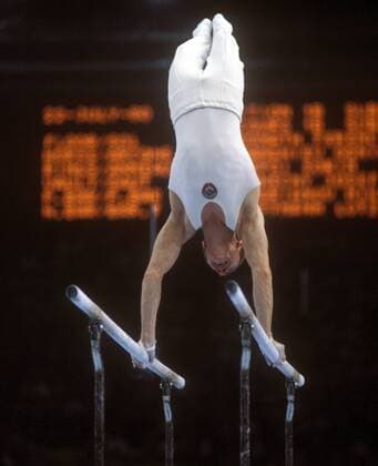 Nikolai Andrianov (Sowjetunion) - Barren Turnen OS Sommer Herren Olympische Sommerspiele 1980, Olympia, Olympiade, Spiele, Kunstturnen, Geräteturnen, Vdia Einzelbild Moskau