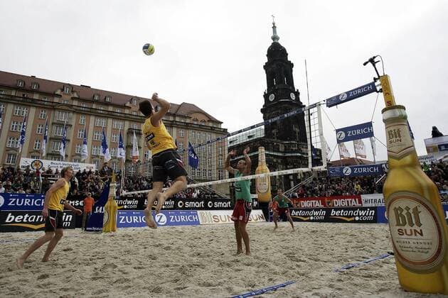 Spielszene beim Zürich Masters 2005 Beachvolleyball Herren Zürich Masters 2005, Zurich, Zuerich, Beach Totale Dresden Dynamik,