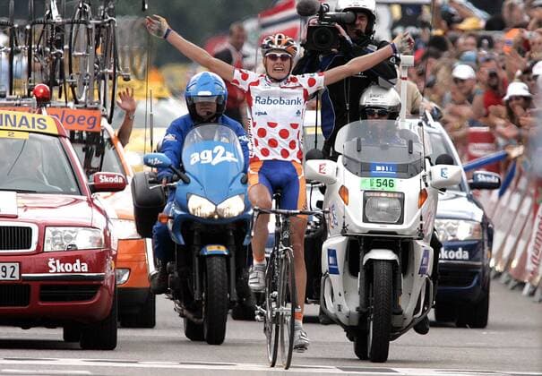 Michael Rasmussen (Dänemark Rabobank) gewinnt die 9. Etappe der Tour de France 2005 Radsport Herren Tour de France 2005, ProTour, Straßenradsport, Straße, Rad Einzelbild 9. Etappe Gerardmer - Mulhouse Freude,