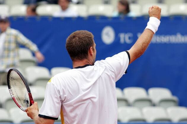Alexander Waske (Deutschland) jubelt Tennis Herren Mercedes Cup 2005, Weißenhof, ATP Tour, Vdig Einzelbild Weissenhof Stuttgart Freude,