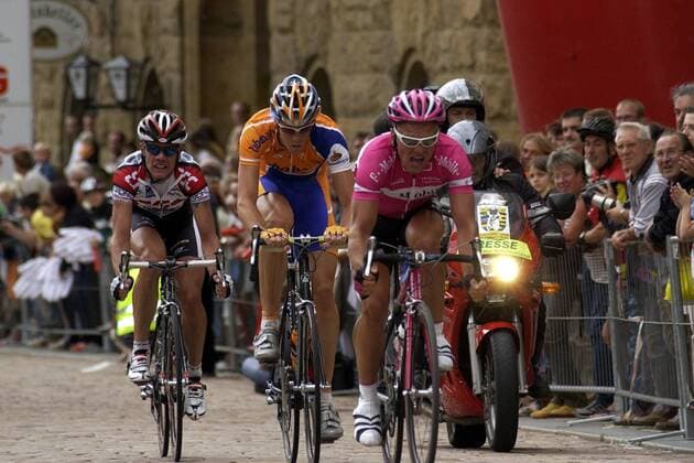 Eric Baumann (Deutschland T Mobile), dahinter Thomas Dekker (Niederlande Rabobank) Radsport Herren Sachsentour 2005, Straßenradsport, Straße, Rad, Gruppe 1. Etappe: Dresden - Werdau