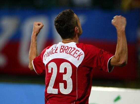 Pawel Brozek (Wisla Krakow) - Torjubel -  Fußball EC 1 Herren Champions League Qualifikation 2005, Wisla Krakau Einzelbild Krakau Freude,