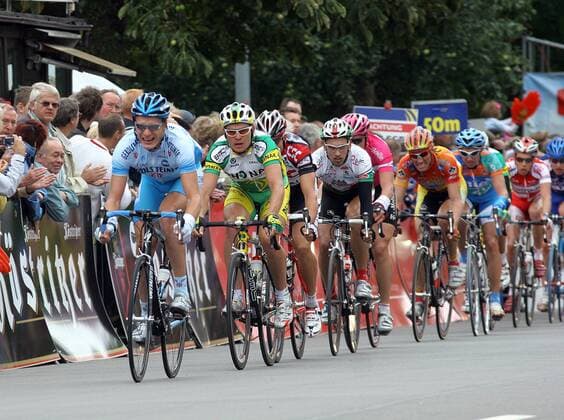 Thomas Ziegler (Gerolsteiner, li.) vor Bert Grabsch (Phonak beide Deutschland) Radsport Herren 80. TEAG Hainleite 2005, Straßenradsport, Straße, Rad Totale Erfurt Dynamik,