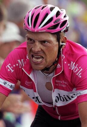 Jan Ullrich (Deutschland T Mobile) - Einzelzeitfahren Radsport Herren Tour de France 2005, ProTour, Straßenradsport, Straße, Rad, Einzelzeitfahren, Zeitfahren, Vdig Einzelbild 1. Etappe: Fromentine - Ile de Noirmoutier Anstrengung, Kampf,