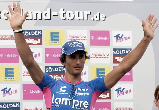 Etappensieger Daniele Bennati (Italien Lampre Caffita) Radsport Herren Deutschland Tour 2005, Deutschlandtour, ProTour, Straßenradsport, Straße, Rad, Rundfahrt Einzelbild 5. Etappe: Sölden - Friedrichshafen Freude,