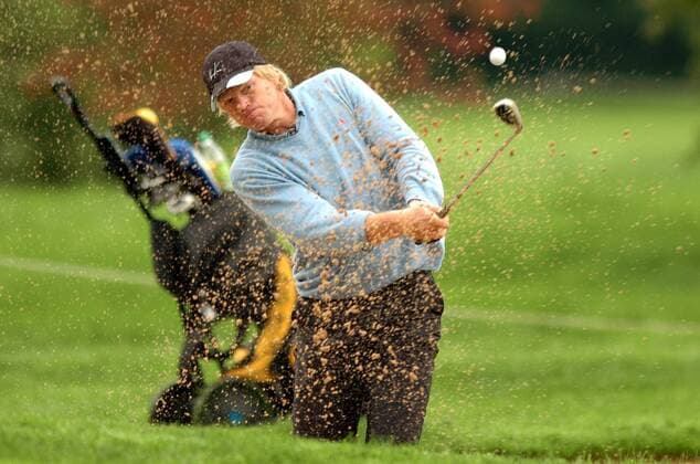 Torwart Oliver Kahn (Bayern) spielt zum Ausgleich Golf Fußball 1. BL Herren Saison 2005 2006, FC Bayern München, Golfen Einzelbild Golfclub Eichenried Nord München Dynamik,