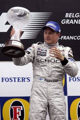 Kimi Räikkönen (Finnland McLaren Mercedes) - Sieger des Großen Preises von Belgien in Spa Francorchamps 2005 Motorsport Grand Prix Herren Großer Preis von Belgien 2005, Formel 1 Weltmeisterschaft, F1, F, GP, WM, Einzelbild Spa-Francorchamps
