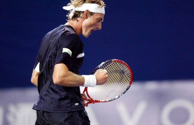 Juan Carlos Ferrero (Spanien) jubelt -  Tennis Herren China Open 2005, ATP Tour Einzelbild IMCp05220405 Peking Beijing Freude,