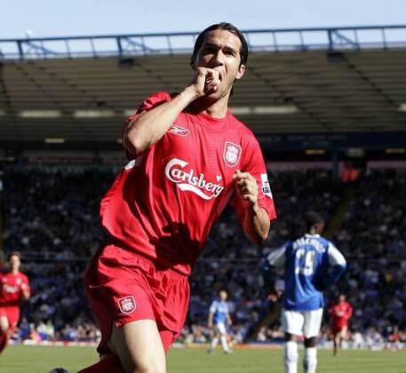 Torschütze Luis Garcia (Liverpool) jubelt - EDITORIAL USE ONLY. No use with unauthorised audio, video, data, fixture lists, club league logos or live services. Online in-match use limited to 120 images, no video emulation. No use in betting, games or single club league player publications. Fußball Herren English Premier League 2005 2006, 1. Englische Liga, FC Liverpool, Vdig Einzelbild Birmingham Freude,