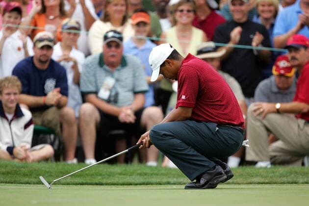 Eldrick Tiger Woods (USA) enttäuscht nach seinem Put - (Icon9040063) Golf Herren The Presidents Cup 2005, President s, PGA Tour, Golfen Einzelbild Gainesville Enttäuschung, EDITORIAL USE ONLY