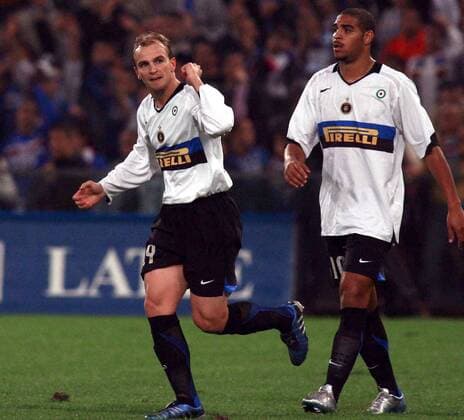 Esteban Cambiasso (li.) und Adriano (beide Inter) - Torjubel  Fußball Herren Serie A 2005 2006, 1. Italienische Liga, FC Internazionale Mailand Gruppe Genua