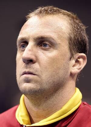 Torwart David Barrufet Bofill (Spanien) während der Nationalhymne Handball Länderspiel Herren QS Supercup 2005, Super Cup, Länderspiel, Nationalmannschaft, Nationalteam Porträt Magdeburg