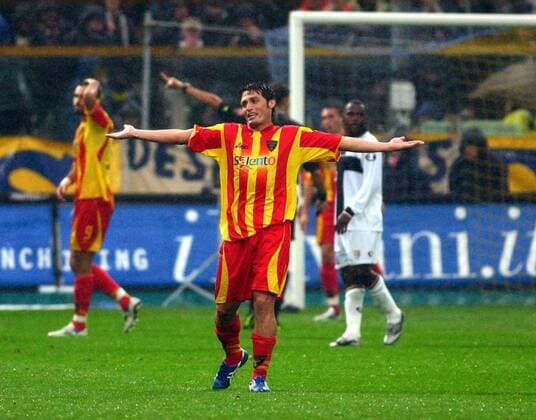Alfonso Camorani (Lecce) reklamiert -  Fußball Herren Serie A 2005 2006, 1. Italienische Liga, US Lecce Einzelbild Parma