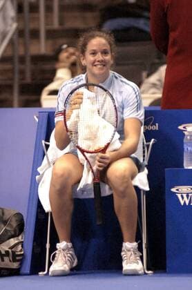 Patty Schnyder (Schweiz) zufrieden während der Spielpause - (Icon4033216) Tennis WM Damen Weltmeisterschaft 2005, WTA Masters Tour, Championship, Indoor Hallentennis Einzelbild Los Angeles, LA, L A EDITORIAL USE ONLY