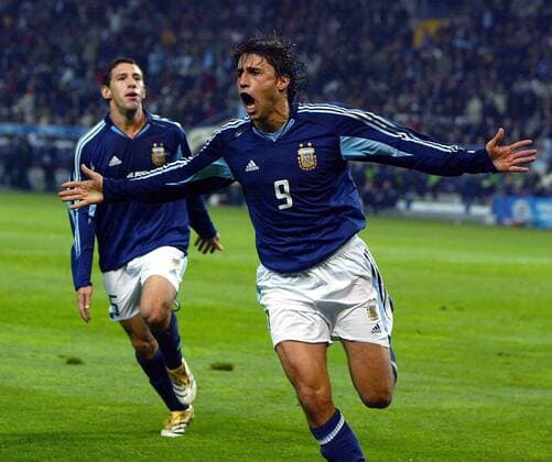 Hernan Crespo (Argentinien) - Torjubel -  Fußball Länderspiel Herren Länderspiel 2005, Freundschaftsspiel, Test, Testspiel, Nationalmannschaft, Nationalteam, Vdig Einzelbild o0 Aufmacher Genf Freude, Begeisterung,
