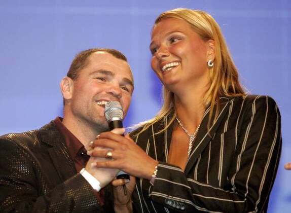 Moderatorin Franziska van Almsick und Laudator Sven Ottke (beide Deutschland) anläßlich der Wahl zum Berliner Sportler des Jahres 2005 Boxen Herren Berliner Sportler des Jahres 2005, Gala, Sportgala, Sportlergala, Auszeichnung, Sportlerauszeichnung Gruppe Champions Berlin