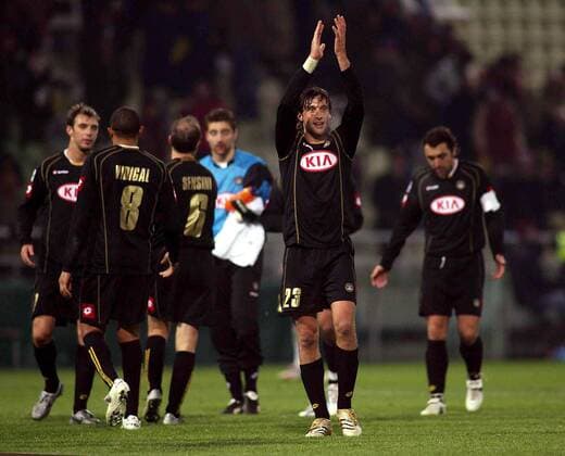 Schlußjubel Udine u.a. mit Stefano Mauri (vorn) -  Fußball Herren Serie A 2005 2006, 1. Italienische Liga, Udinese Calcio Gruppe Parma