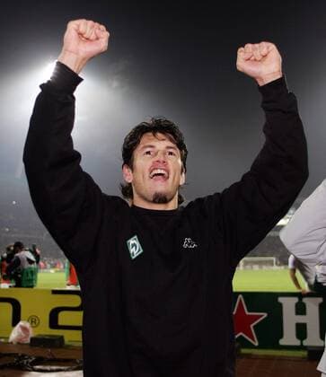 Nelson Haedo Valdez (Bremen) - Schlußjubel Fußball EC 1 Herren Champions League 2005 2006, SV Werder Bremen Einzelbild Bremen Freude,