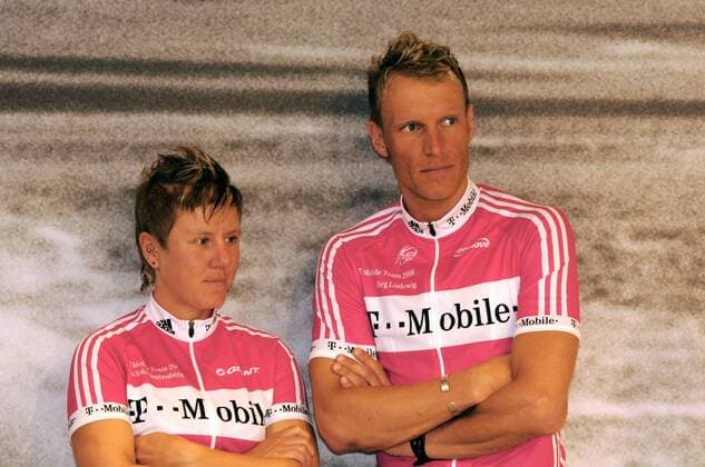 Jörg Ludewig (re.) und Ina Yoko Teutenberg (beide Deutschland T Mobile) Radsport Straßenradsport 2006, Straße, Rad, Vorstellung, Präsentation, Pressetermin Gruppe Mallorca