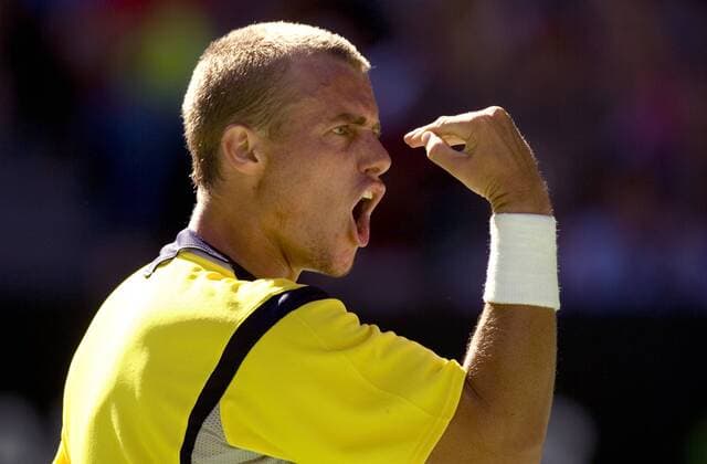 Lleyton Hewitt (Australien) jubelt Tennis Herren Australian Open 2006, Grand Slam, ATP Tour Einzelbild Melbourne Freude, Begeisterung,