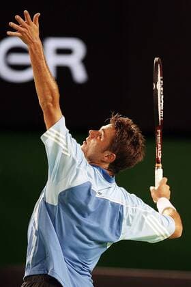 Stanislas Wawrinka (Schweiz) - Aufschlag Tennis Herren Australian Open 2006, Grand Slam, ATP Tour Einzelbild Melbourne