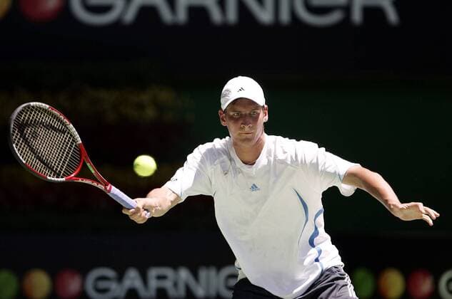 Florian Mayer (Deutschland) - Vorhand Tennis Herren Australian Open 2006, Grand Slam, ATP Tour Einzelbild Melbourne