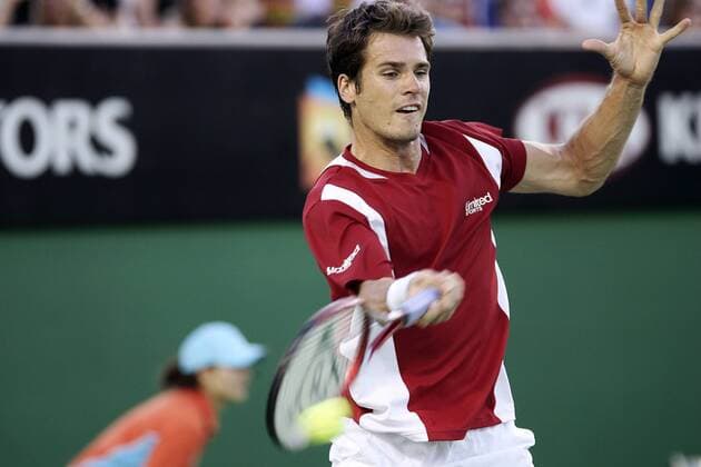 Thomas Haas (Deutschland) - Vorhand Tennis Herren Australian Open 2006, Grand Slam, ATP Tour Einzelbild Melbourne Dynamik,