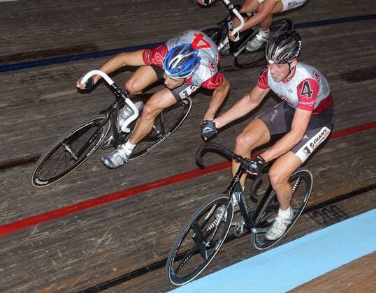 Peter Schep (re.) und Robert Slippens (beide Niederlande) - Wechsel Radsport Herren 23. Stuttgarter Sechstagerennen 2006, Sechstage, Sechs, Sixdays, six days, Rad, Bahn, Bahnradsport Gruppe Stuttgart Dynamik,