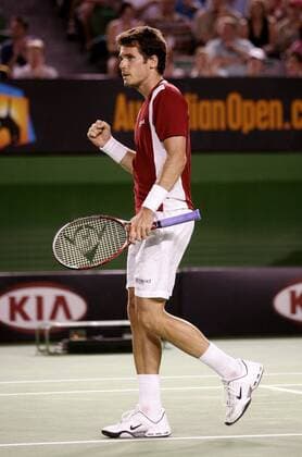 Thomas Haas (Deutschland) jubelt Tennis Herren Australian Open 2006, Grand Slam, WTA Tour Einzelbild Melbourne