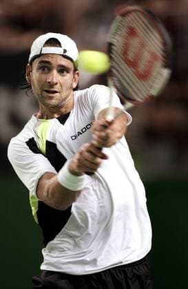Nicolas Kiefer (Deutschland) - beidhändige Rückhand Tennis Herren Australian Open 2006, ATP Tour, Grand Slam Einzelbild Melbourne Dynamik,