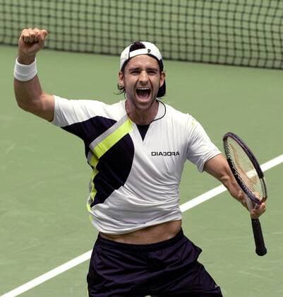 Nicolas Kiefer (Deutschland) außer sich vor Freude Tennis Herren Australian Open 2006, Grand Slam, ATP Tour, Einzelbild Melbourne Freude, Begeisterung,