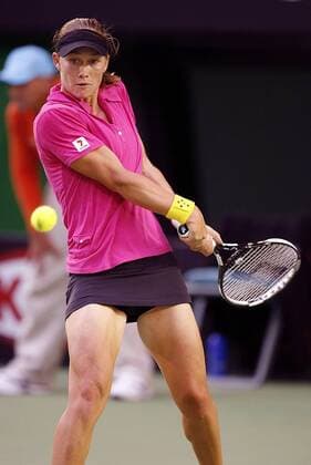 Samantha Stosur (Australien) - beidhändige Rückhand Tennis Damen Australian Open 2006, WTA Tour, Grand Slam Einzelbild Melbourne Dynamik,