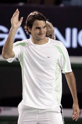 Roger Federer (Schweiz) bedankt sich bei den Anhängern Tennis Herren Australian Open 2006, Grand Slam, ATP Tour Einzelbild Melbourne
