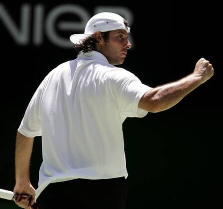 Sebastien Grosjean (Frankreich) jubelt Tennis Herren Australian Open 2006, Grand Slam, ATP Tour Einzelbild Melbourne