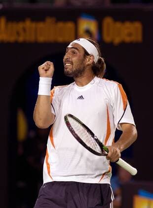 Marcos Baghdatis (Zypern) jubelt Tennis Herren Australian Open 2006, Grand Slam, ATP Tour Einzelbild Melbourne Freude,