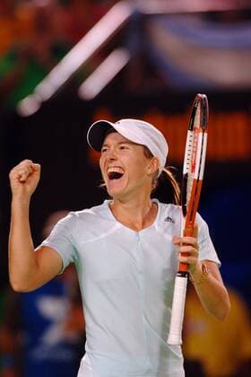 Justine Henin Hardenne (Belgien) - Schlußjubel Tennis Damen Australian Open 2006, Grand Slam, WTA Tour, Halbfinale Einzelbild Melbourne Freude, Begeisterung,