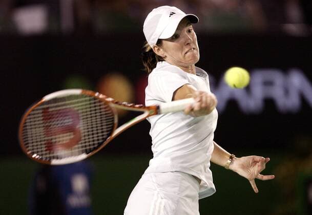 Justine Henin Hardenne (Belgien) - Vorhand Tennis Damen Australian Open 2006, Grand Slam, WTA Tour, Halbfinale Einzelbild Melbourne Dynamik,