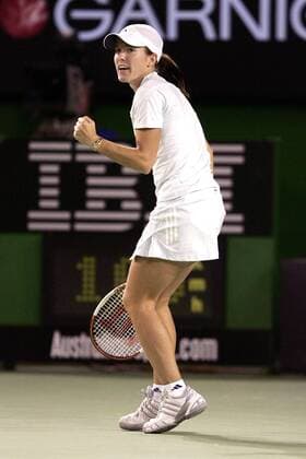 Justine Henin Hardenne (Belgien) - Jubel Tennis Damen Australian Open 2006, Grand Slam, WTA Tour, Halbfinale Einzelbild Melbourne