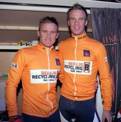Iljo Keisse (re.) und Matthew Gilmore (beide Belgien) Radsport Herren 95. Berliner Sechstagerennen 2006, Sechstage, Sechs, sixdays, six days, Rad, Bahn, Halle, Indoor Gruppe Bahnrad Berlin