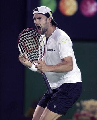 Nicolas Kiefer (Deutschland) jubelt lautstark Tennis Herren Australian Open 2006, Grand Slam, ATP Tour, Einzelbild Halbfinale Melbourne Freude, Begeisterung,