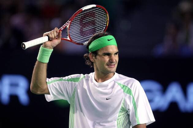 Roger Federer (Schweiz) jubelt -  (mel2006012702) Tennis Herren Australian Open 2006, Grand Slam, ATP Tour Einzelbild Halbfinale Melbourne Freude,